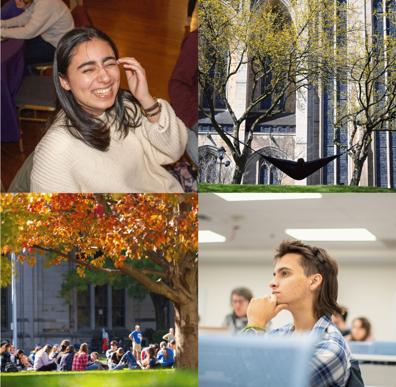 Shots of campus and two students